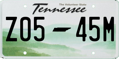 TN license plate Z0545M