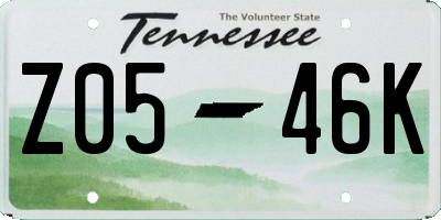 TN license plate Z0546K