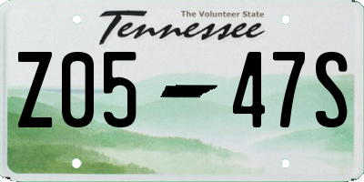 TN license plate Z0547S