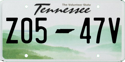 TN license plate Z0547V