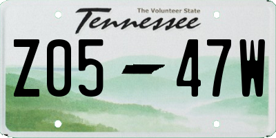 TN license plate Z0547W