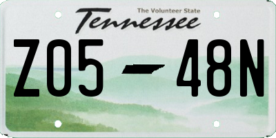 TN license plate Z0548N