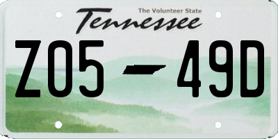 TN license plate Z0549D