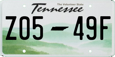 TN license plate Z0549F