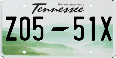 TN license plate Z0551X