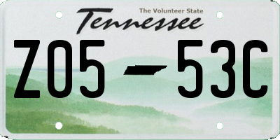 TN license plate Z0553C