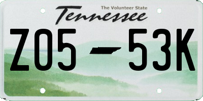 TN license plate Z0553K