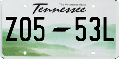 TN license plate Z0553L