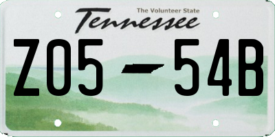 TN license plate Z0554B
