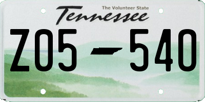 TN license plate Z0554O