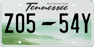 TN license plate Z0554Y