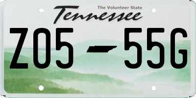 TN license plate Z0555G