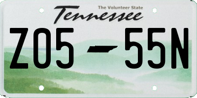 TN license plate Z0555N