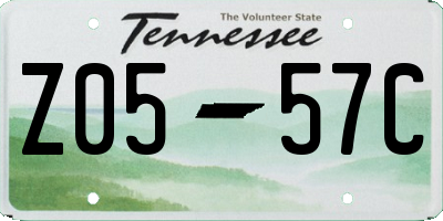 TN license plate Z0557C