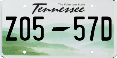 TN license plate Z0557D