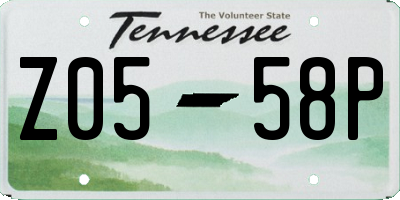 TN license plate Z0558P