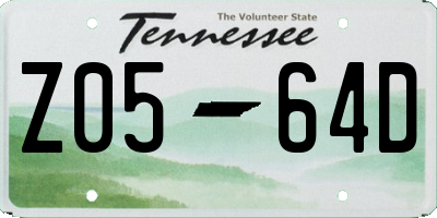 TN license plate Z0564D