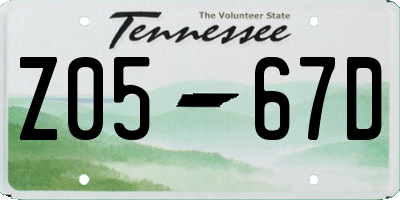 TN license plate Z0567D