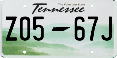 TN license plate Z0567J
