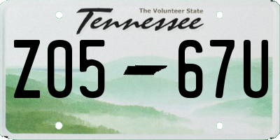 TN license plate Z0567U