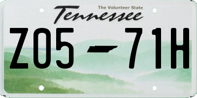 TN license plate Z0571H