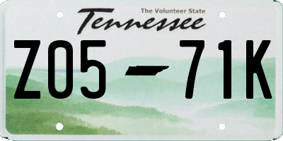TN license plate Z0571K