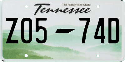 TN license plate Z0574D