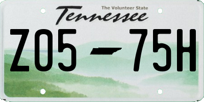 TN license plate Z0575H