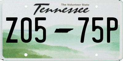 TN license plate Z0575P