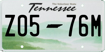 TN license plate Z0576M