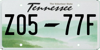 TN license plate Z0577F