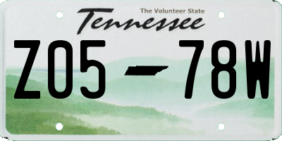 TN license plate Z0578W