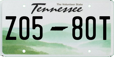 TN license plate Z0580T