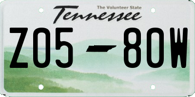 TN license plate Z0580W