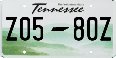 TN license plate Z0580Z