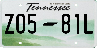 TN license plate Z0581L