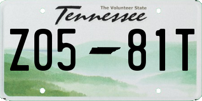 TN license plate Z0581T