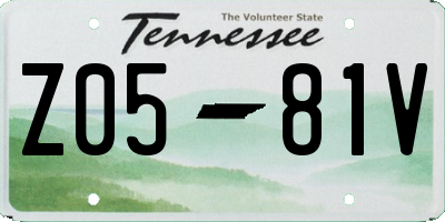 TN license plate Z0581V