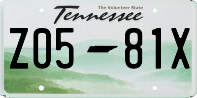 TN license plate Z0581X