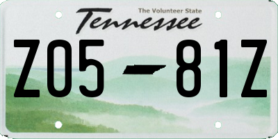 TN license plate Z0581Z