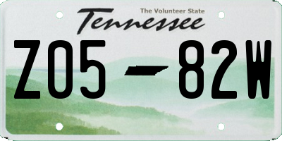 TN license plate Z0582W