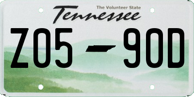 TN license plate Z0590D