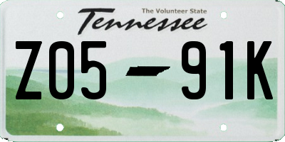 TN license plate Z0591K