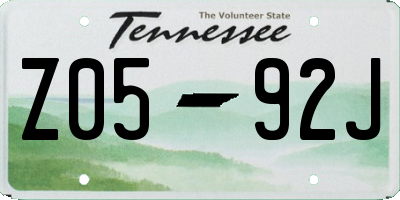 TN license plate Z0592J