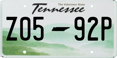 TN license plate Z0592P