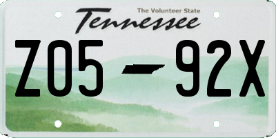 TN license plate Z0592X