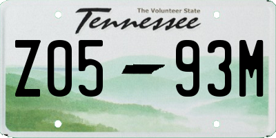 TN license plate Z0593M