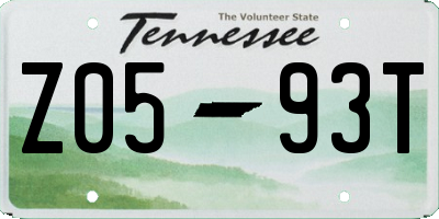 TN license plate Z0593T