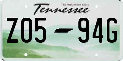 TN license plate Z0594G