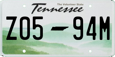TN license plate Z0594M